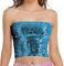 Aohhy Damen glitzernde Pailletten, Stretch, Party, Clubwear, Tube Top, Meerjungfrau, bauchfreies Top, trägerlos, Metallic-Tops für Party, Clubwear, himmelblau, One size, Einheitsgröße