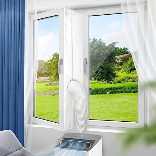 MEKO Abdichtungs-Set für Klimaanlage, 4 m, Fensterdichtung für mobile Klimaanlage, mit Reißverschluss, kompatibel mit allen mobilen Klimaanlagen, benötigt kein Bohren von 4 m