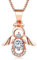 Jewellbox Graceful Wings Guardian Angel Necklace - Rose Gold on Sterling Silver - Adjustable 16-18 Inch - Exquisite Jewelry for Women
