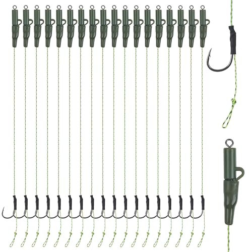 Carp Fishing Hair Rigs 18pcs Chod Helicopter Rig Leader Line Set Up Carp Fishing Rig Terminal Tackle Kit for Long Casts and Weedy or Silty Bottoms