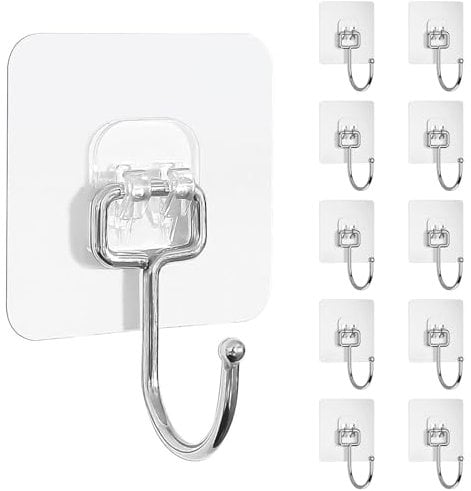Ouzionz 10 Pezzi Ganci Adesivi, Ganci Da Paret, Gancio Adesivo Forte Massimo 15 kg
