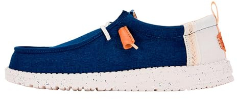 Hey Dude Mocassins Wally Summer en lin pour homme, Bleu sargasse/blanc, 39.5 EU