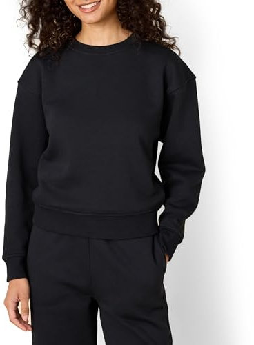Amazon Essentials x Sofia Grainge Damen Boxy Sweatshirt mit überschnittenen Schultern und Rundhalsausschnitt, Schwarz, M