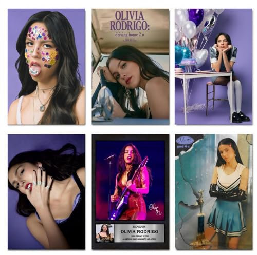 EDQMHFNV Olivia Rodrigo Albumcover-Poster, 6er-Set, Leinwand-Musikposter für Schlafzimmer, Wandkunst, Dekor und Drucke, 20 x 30 cm, Stil 2