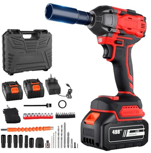 Brushless Impact Wrench 21V, 1000N.m Cordless Impact Gun with 2x4.0Ah Battery, Forward Reverse Electric Impact Driver, 1/2 High Torque Impact Wrench Set for Car Tire Truck