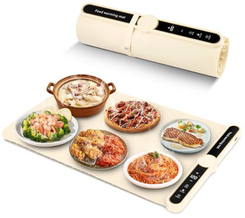 Plaque Chauffante Électrique Pliable 120°C | 7 Niveaux de Température + Minuterie 6H | Tapis Chauffant Alimentaire Portable pour Fêtes/Cuisine