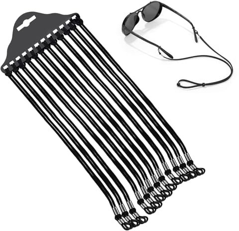 12-piece eyeglass strap set, nylon eyeglass straps, adjustable length, suitable for sunglasses and reading glasses, unisex. 70 cm/27.55 inches, black