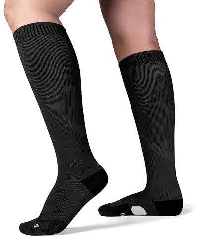 ineepor Merino Kompressionsstrümpfe Laufsocken Damen Herren 2 Paar, Kniestrümpfe Socken Wandersocken Stützstrümpfe 15-20 Merinowolle Strümpfe, Thermosocken Flug Socks