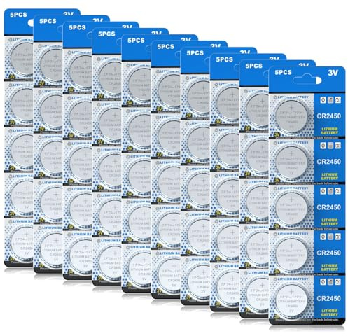 GutAlkaLi 3V Lithium-Knopfzelle CR2450 Batterien, 50er Votivkerzen, Teelichter, Video, Computer, Rechner, IC-Karten