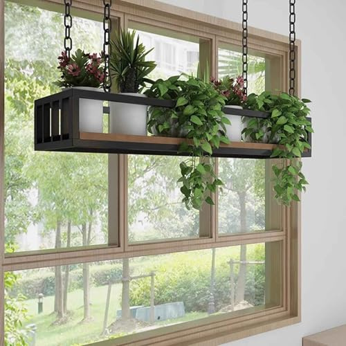 Deckenregal für Pflanzen und Blumen, Flaschenregal, Wandmontage, dekoratives Regal für Bar, Schlafzimmer, Küche (100 x 25 x 15 cm) – platzsparende Aufbewahrungslösung