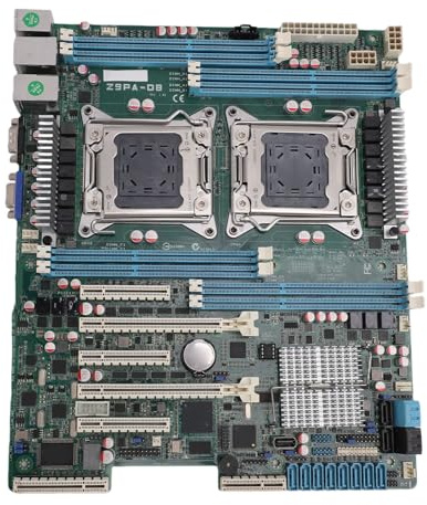 Gugxiom Workstation Motherboard LGA 2011 Dual CPU, mit SATA III USB 3.0 | C602 Chipsatz, Dual Xeon E5 2600 V1/V2, 8xDDR3 DIMM 256GB Max, 2xPCIe 3.0 X16, 2xGbE LAN, ATX