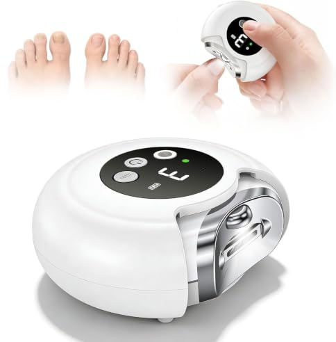 Wvoillty Coupe-ongles Electronique Avec 3 Vitesses pour Pieds et Main | Tête pivotante à 360°, Lampe LED, Coupe-ongles, Lime et Polisseur Tout-en-un, Pour Une Manucure Précise