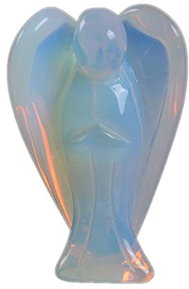 Justinstones Schutzengel, geschnitzt, Mondstein, Opalit, Edelstein, Friedensengel, Taschenheilungsstatue, 5,1 cm