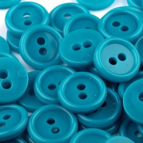 BIG-SAM - 2-Loch Hemdknöpfe/Blusenknöpfe - rund - 10 Stück - 18 - viele Farben zur Auswahl - (Blau Türkis)