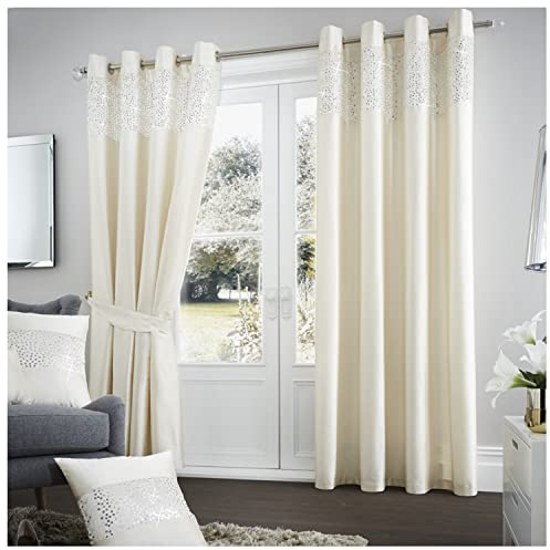 Gaveno Cavailia Luxurious Fully Lined Aviv Room Curtains (90 x 90 Inches), Polyester, Champagne