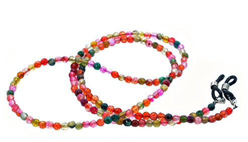 rainbow safety Brillenkette Brillenband Brillenhalter Schlangenkette Natürliche Edelstein Perlen Amazonit Achat Tigerauge Amethyst RC (Agate Light)
