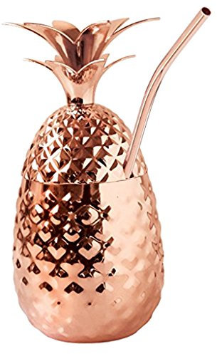 D DOLITY 'dolity Edelstahl-Ananas-, Party-, Cocktail-Becher/Tasse, 350 ml, rose gold, 350ml