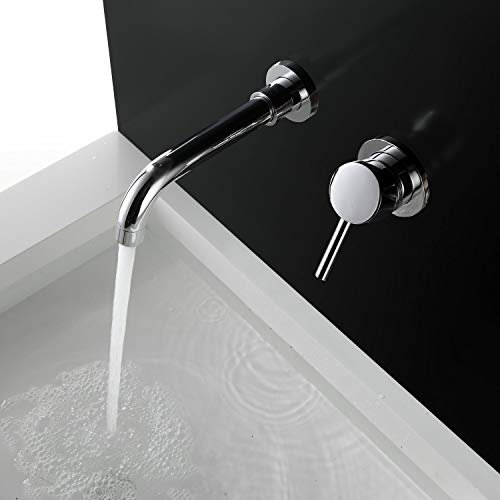 Rubinetto Lavabo Muro Miscelatore per Bagno, Cromato