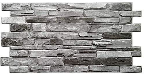 top.eco.wall PVC-Wandpaneel 3D Deko Fliesen - Grau, 1 Stück, 98 cm x 49.8 cm, Modern, Wasserabweisend, Selbstklebend
