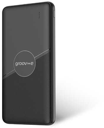 Groov-e Power Bank 10000 - Portable Phone Charger Power Bank for Smartphone, Android, & iPhone - 10000mAh Power Bank Fast Charging - USB-A & USB-C Output, USB-C & Micro-USB Input - Pre-Charged