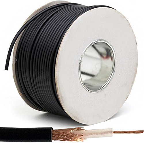 100M Black RG58U Coaxial Cable – 50 Ohm – CCA SMA Router DAB Radio – Aerial Satellite Signal Lead – Thin Coax Install – TV Freeview
