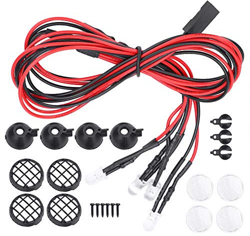 VGEBY RC Crawler Car Led Licht, 1/10 Universelles Auto LED Scheinwerfer mit Lampenschirm für TRXAAXS/TRX4/SCX10/D90 RC Crawler Car(Runden)