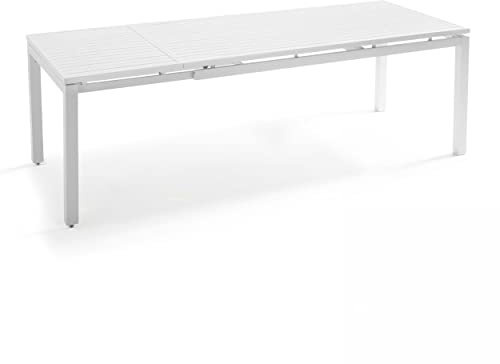 Oviala Gartentisch, ausziehbar, aus Aluminium, Weiß