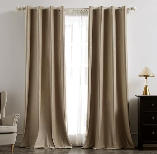 MIULEE Beige Samtvorhang Ösen 2er Set 140X280, Blickdichte Vorhänge Samt für Deko Schlafzimmer Wohnzimmer, Wunderschön Weich Vorhang Verdunkelung Velvet Curtains, Verdunkelnd Samt Gardinen Blickdicht
