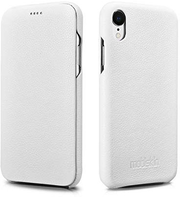 Mobiskin Hülle passend für Apple iPhone XR (6,1 Zoll), Handyhülle mit echtem Leder, Case, Schutzhülle, dünne Handy-Tasche, Slim Cover, Weiß
