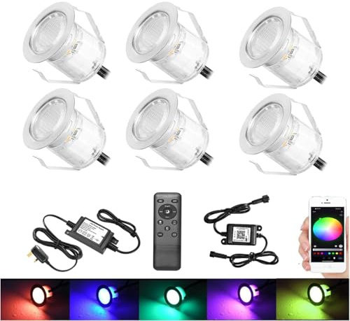 GEYUEYA Home RGB Bluetooth LED Terrassenleuchten, IP67 wasserdicht, 6 Stück