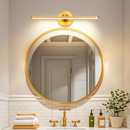 MantoLite Wandleuchte 8W, 40CM LED-Mattes Messing Bilderleuchten, LED Badezimmer Spiegel Lampen, 3000K Leselampenleuchten Am Bett, Wohnzimmer Bild Licht Schlafzimmer Beleuchtung von Wandmalereien