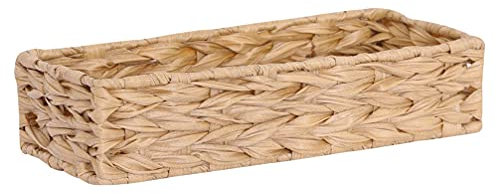 Aufbewahrungskorb Rattankorb Ablagekorb Seegras Korb Geflochten Korb Dekobox Flechtkorb Make Up Organizer Schrankkorb für Badezimmer Wohnzimmer Küche Deko 35x15x8cm