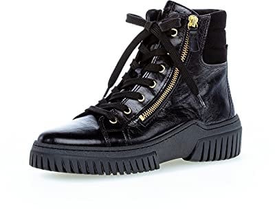 Gabor Damen Schnürstiefeletten, Frauen Boots,Wechselfußbett,Best Fitting,reißverschluss,Boots,Stiefel,schwarz (Gold),38.5 EU / 5.5 UK
