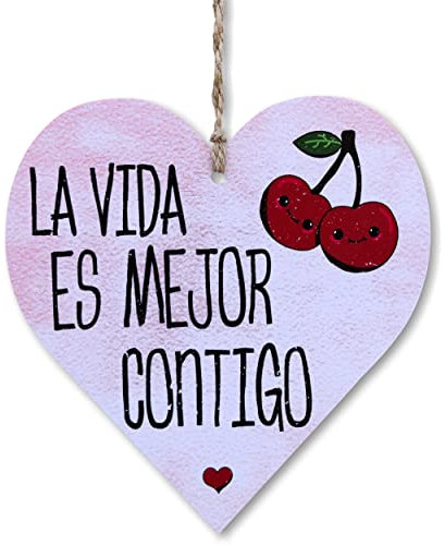 CARISPIBET La Vida es Mejor contigo Carteles Decorativos romanticos y Hermosos Placas Decorativas de Pared 12 x 12 cm