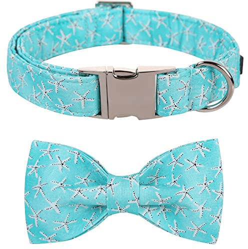 Lionet Paws Dog Collar with Bowtie, Durable Adjustable and Comfortable Cotton Collar for Large Dogs, Neck 40-60cm