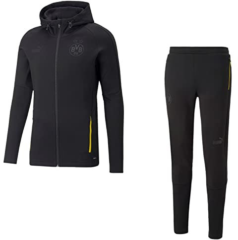 PUMA BVB Borussia Dortmund Jogginganzug für Herren Fanartikel der Saison 22/23, Größe:3XL, Schwarz