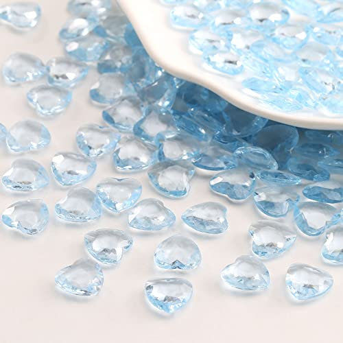 YIEUR 600 Stück blau Herzen Diamant Konfetti Deko, 12mm glitzer Dekosteine herzen Acryl, Streudeko Kristalle Konfetti Diamanten Plastik Hochzeit Tischdekoration Geschenk Taufe von Partyloon(blau-12)