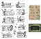 GLOBLELAND Vintage Blumen kalender Transparente Stempel für Scrapbooking Retro Notizen Klare Stamps Text Silikonstempel Für Kartengestaltung DIY Prägung Journaling