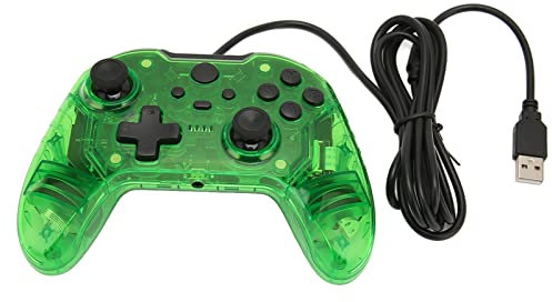 KOSDFOGE Controller di Gioco Cablato Dual Vibration RGB Trasparente Shell Gamepad Joystick per PC Xbox(Verde trasparente)