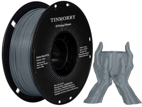 Kohlefaser PETG Filament 1.75mm, TINMORRY PETG-CF 3D-Druckmaterialien, Kompatibel mit Bambu FDM 3D-Drucker, 1 KG 1 Spule, Marmor grau