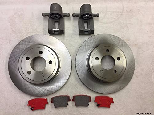 2 x Rear Caliper, Discs & Ceramic Pads Compatible with Chrysler 300C 2005-2016 BRK/300C/009A