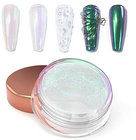 Laza Chameleon Pearl Chrome Nail Powder, Glazed Donut Metallic Mirror Effect Pigment, Iridescent Aurora Nail Glitter Holographic Fairy Dust Gel Nail Art Supplies Nail Techs, Resin Craft – Purple Ocean