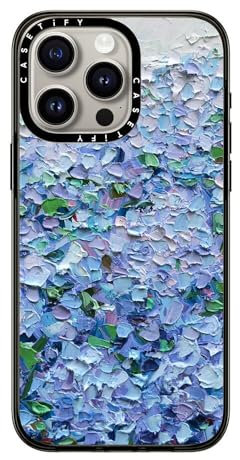 CASETiFY Compact Case for iPhone 15 Pro Max [2X Military Grade Drop Tested / 4ft Drop Protection] - Nantucket Blue Hydrangeas - Clear Black
