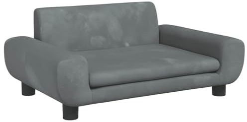 vidaXL Kindersofa, Couch für Kinder, Kindercouch mit runden Kanten, Kindersessel Minisofa Polstersofa Kindermöbel Sofa Kinderzimmer, Dunkelgrau Samt