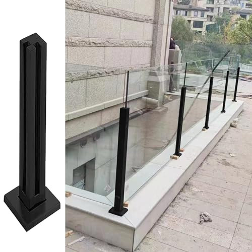 Zaunsäulen Glasgeländer Hochleistungs -Glasgeländer -Postsystem, Schwarzes Geländer Zaunpol Handlauf für Balkon Gartendeck Patio Loft, Outdoor -Glas -Balustraden -Leitplanke ( Color : Black Corner pos