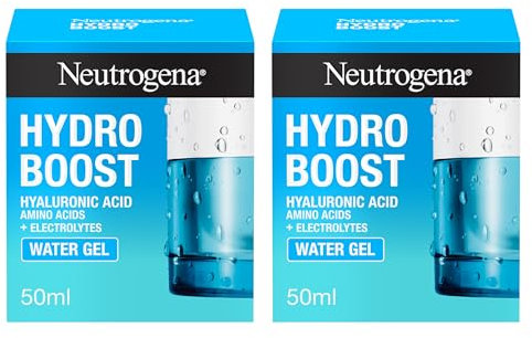 Neutrogena Hydro Boost Water Gel Moisturiser (2x 50ml Bundle) Intensively Hydrating, Lightweight Water Gel Moisturiser with Hyaluronic Acid for Advanced Hydration, Suitable for All Skin Types