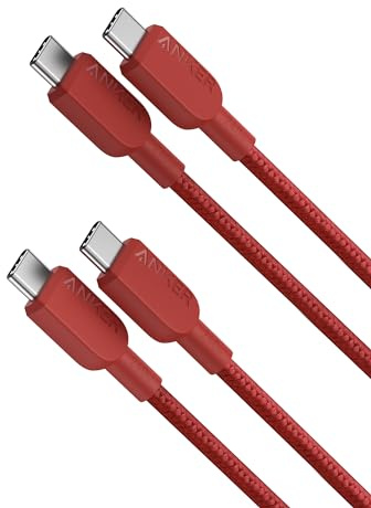 Anker USB C to USB C Cable (2Pack, 3FT/0.9m),240W Type-C Fast Charging Cord for iPhone 16/15 Series,MacBook Pro 2020,iPad Air 4 and More (Red)