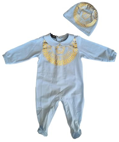 Versace Strampelanzug aus Baumwolle + Mütze 1000317 hellblau, hellblau, 9-12 Monate