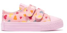 Conguitos Zapatillas De Bebé Lona Estampado Corazón Rosa - Zapatillas Casual para niños cómodas (Multicolor/Talla 24)