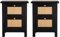 Hallowood Furniture Newquay Black Bedside Table with 2 Drawers and Rattan Front Set of 2, Wooden Storage Unit, Side Table, Lamp Table, Nightstand, Narrow Chest of Drawer for Living Room